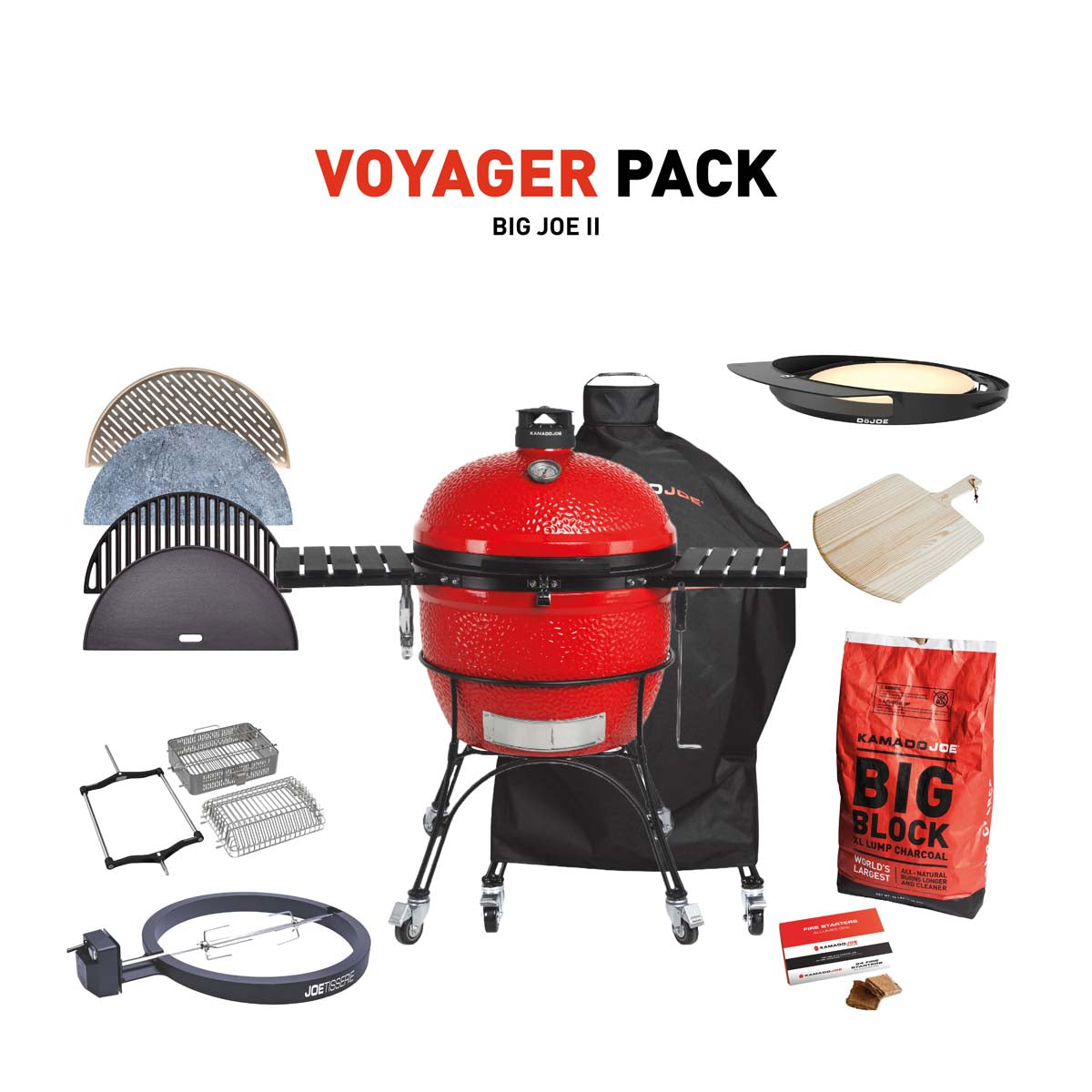 Kamado Joe Big Joe II Charcoal Grill With Voyager Pack